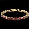 Image 2 : 23.5 CTW Ruby & VS/SI Certified Diamond Eternity Bracelet 10K Yellow Gold - REF-143M6H - 29376