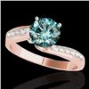 Image 1 : 1.4 CTW Si Certified Fancy Blue Diamond Bypass Solitaire Ring 10K Rose Gold - REF-180X2T - 35078