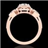 Image 1 : 1.01 CTW VS/SI Diamond Solitaire Art Deco 3 Stone Ring 18K Rose Gold - REF-200A2X - 36882