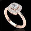 Image 2 : 1.16 CTW Micro Si Cushion Diamond Engagement Ring Solitaire Halo 14K Rose Gold - REF-134H4A - 21030