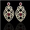 Image 1 : 7 CTW Ruby & Micro VS/SI Diamond Heart Earrings Designer Solitaire 14K Yellow Gold - REF-381T8M - 21