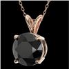 Image 2 : 2 CTW Fancy Black VS Diamond Solitaire Necklace 10K Rose Gold - REF-43Y2K - 33234