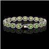 Image 2 : 13.87 CTW Peridot & Diamond Halo Bracelet 10K White Gold - REF-251M6H - 40478