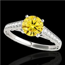 1.35 CTW Certified Si/I Fancy Intense Yellow Diamond Solitaire Ring 10K White Gold - REF-156W4F - 34