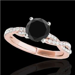 1.25 CTW Certified VS Black Diamond Solitaire Ring 10K Rose Gold - REF-54H9A - 35236