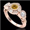 Image 1 : 1.51 CTW Intense Fancy Yellow Diamond Art Deco 3 Stone Ring 18K Rose Gold - REF-218F2N - 37715