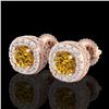 Image 1 : 1.69 CTW Intense Fancy Yellow Diamond Art Deco Stud Earrings 18K Rose Gold - REF-254X5T - 37995