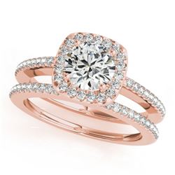 0.92 CTW Certified VS/SI Diamond 2Pc Wedding Set Solitaire Halo 14K Rose Gold - REF-134X9T - 30994