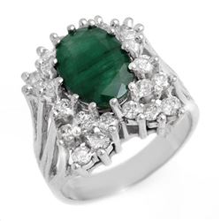 4.75 CTW Emerald & Diamond Ring 14K White Gold - REF-133T3M - 13363