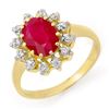 Image 1 : 1.22 CTW Ruby & Diamond Ring 10K Yellow Gold - REF-23W5F - 13219
