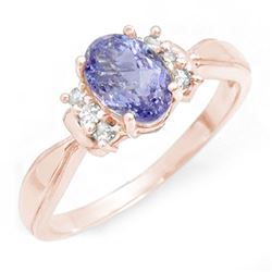 1.06 CTW Tanzanite & Diamond Ring 14K Rose Gold - REF-25M3H - 14405