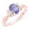 Image 1 : 1.06 CTW Tanzanite & Diamond Ring 14K Rose Gold - REF-25M3H - 14405