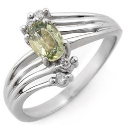 0.80 CTW Green Sapphire & Diamond Ring 10K White Gold - REF-21Y3K - 10469