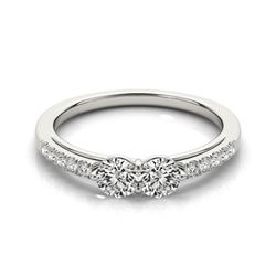 0.85 CTW Certified VS/SI Diamond 2 Stone 2 Stone Ring 18K White Gold - REF-110W9F - 28233