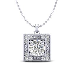 1.02 CTW VS/SI Diamond Solitaire Art Deco Necklace 18K White Gold - REF-200F2N - 37271