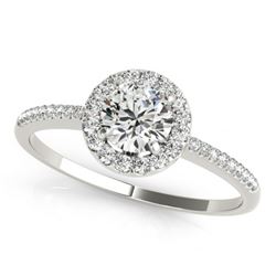 1.2 CTW Certified VS/SI Diamond Solitaire Halo Ring 18K White Gold - REF-354F2N - 26353