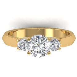 1.5 CTW Certified VS/SI Diamond Solitaire 3 Stone Ring 14K Yellow Gold - REF-395Y5K - 30314