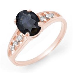 1.60 CTW Blue Sapphire & Diamond Ring 14K Rose Gold - REF-18W5F - 13727
