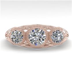 1.00 CTW Past Present Future VS/SI Diamond Ring 18K Rose Gold - REF-162A9X - 36056