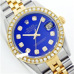 Rolex Ladies Two Tone 14K Gold/ss, Diamond Dial & Diamond Bezel, Sapphire Crystal - REF-434M3F