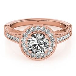 1.5 CTW Certified VS/SI Diamond Solitaire Halo Ring 18K Rose Gold - REF-485Y6K - 26525