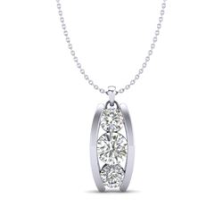 1.07 CTW VS/SI Diamond Solitaire Art Deco Stud Necklace 18K White Gold - REF-158W2F - 37013