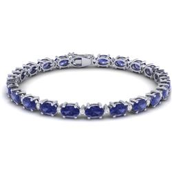 26.3 CTW Tanzanite & VS/SI Certified Diamond Eternity Bracelet 10K White Gold - REF-345N5Y - 29463