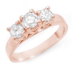 1.50 CTW Certified VS/SI Diamond 3 Stone Ring 14K Rose Gold - REF-204A4X - 10947