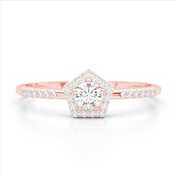 40 CTW Micro Pave VS/SI Diamond Halo Solitaire Ring 14K Rose Gold - REF-34H8A - 22607
