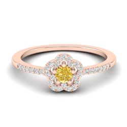 0.40 CTW Citrine & Micro VS/SI Diamond Ring Moon Halo In 10K Rose Gold - REF-20A8X - 21410