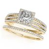 Image 1 : 1.05 CTW Certified VS/SI Princess Diamond 2Pc Set Solitaire Halo 14K Yellow Gold - REF-161M3H - 3138