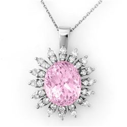 8.68 CTW Kunzite & Diamond Necklace 18K White Gold - REF-150W9F - 10345