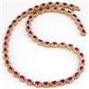 Image 1 : 27.10 CTW Ruby & Diamond Necklace 14K Yellow Gold - REF-854T2M - 13165