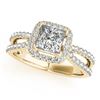 Image 2 : 1.02 CTW Certified VS/SI Princess Diamond 2Pc Set Solitaire Halo 14K Yellow Gold - REF-149N5Y - 3134