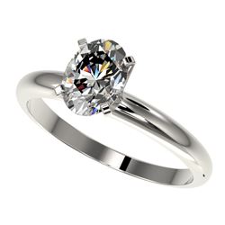 1.25 CTW Certified VS/SI Quality Oval Diamond Solitaire Ring 10K White Gold - REF-370A8X - 32913