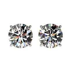 1.59 CTW Certified H-SI/I Quality Diamond Solitaire Stud Earrings 10K White Gold - REF-183T2M - 3660