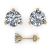 Image 2 : 1.01 CTW Certified VS/SI Diamond Stud Earrings 18K Yellow Gold - REF-151W8F - 32203