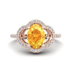 1.75 CTW Citrine & Micro Pave VS/SI Diamond Ring 10K Rose Gold - REF-32K9W - 20978