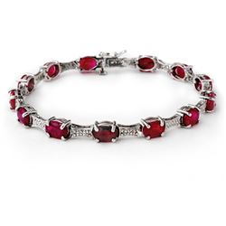 14.54 CTW Ruby & Diamond Bracelet 10K White Gold - REF-81H8A - 13842