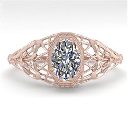 0.50 CTW VS/SI Oval Diamond Solitaire Engagement Ring Deco Size 7 18K Rose Gold - REF-104T8M - 36020