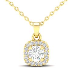 0.38 CTW Citrine & Micro VS/SI Diamond Heart Necklace Halo 18K Yellow Gold - REF-30X2T - 21309