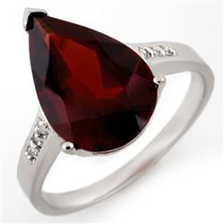 5.10 CTW Garnet & Diamond Ring 10K White Gold - REF-20H8A - 11411