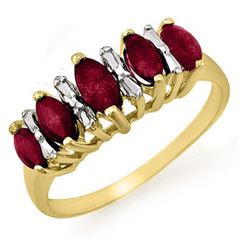 0.88 CTW Ruby Ring 10K Yellow Gold - REF-16W9F - 12675