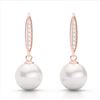 Image 1 : 0.18 CTW Micro VS/SI Diamond & White Pearl Designer Earrings 14K Rose Gold - REF-30W9F - 22637