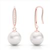 Image 2 : 0.18 CTW Micro VS/SI Diamond & White Pearl Designer Earrings 14K Rose Gold - REF-30W9F - 22637
