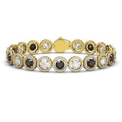 15.47 CTW Black & White Diamond Designer Bracelet 18K Yellow Gold - REF-1561K8W - 42700