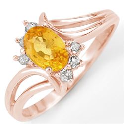 0.70 CTW Yellow Sapphire & Diamond Ring 14K Rose Gold - REF-25F3N - 10644
