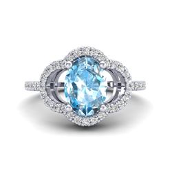 2 CTW Topaz & Micro Pave VS/SI Diamond Ring 10K White Gold - REF-32F9N - 20976