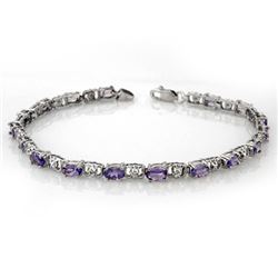 4.02 CTW Tanzanite & Diamond Bracelet 14K White Gold - REF-52T5M - 11088