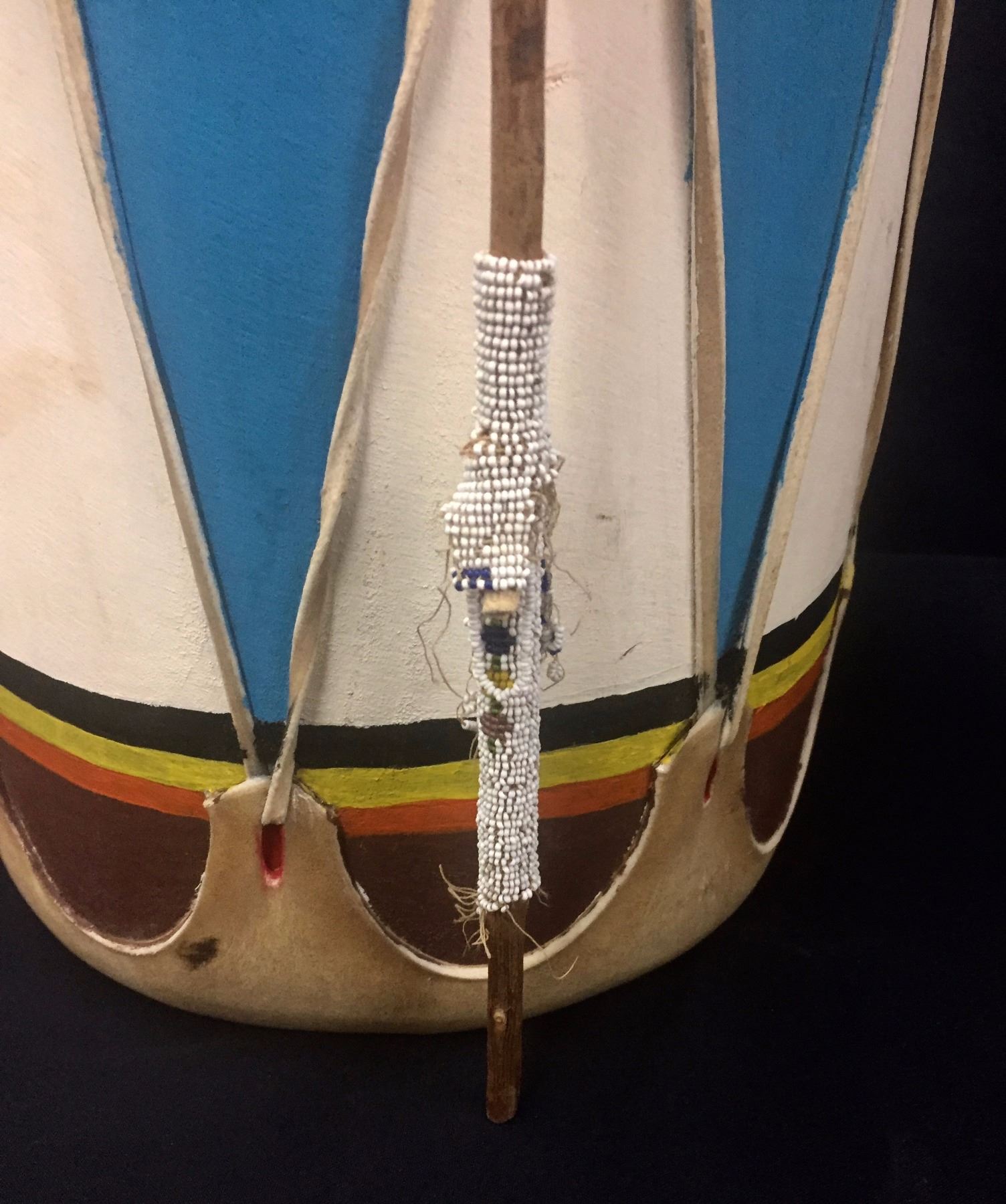 Vintage Hand Painted Drum Beaded Beater